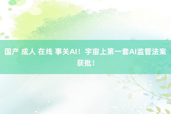 国产 成人 在线 事关AI！宇宙上第一套AI监管法案获批！