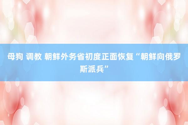 母狗 调教 朝鲜外务省初度正面恢复“朝鲜向俄罗斯派兵”