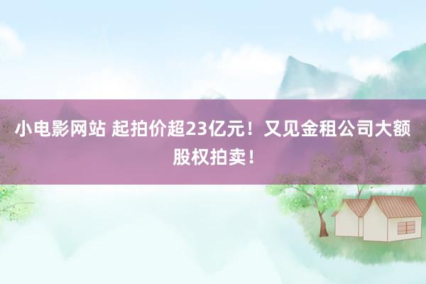 小电影网站 起拍价超23亿元！又见金租公司大额股权拍卖！