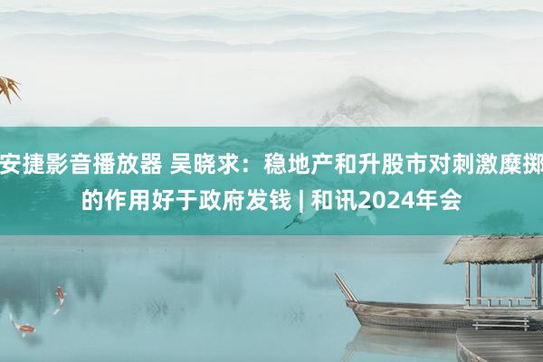 安捷影音播放器 吴晓求：稳地产和升股市对刺激糜掷的作用好于政府发钱 | 和讯2024年会