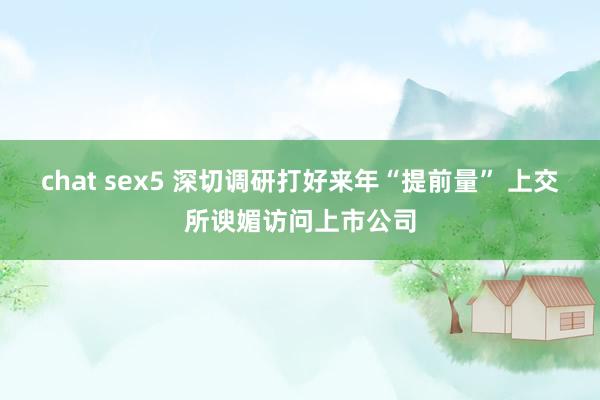 chat sex5 深切调研打好来年“提前量” 上交所谀媚访问上市公司