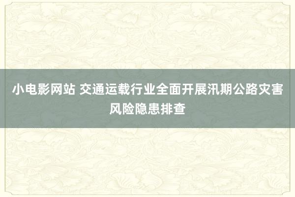 小电影网站 交通运载行业全面开展汛期公路灾害风险隐患排查